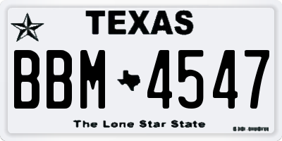 TX license plate BBM4547