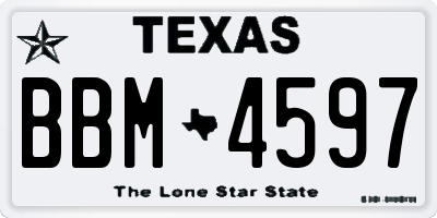 TX license plate BBM4597