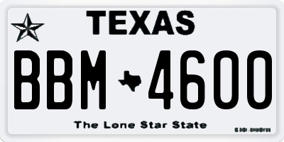 TX license plate BBM4600