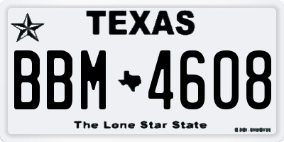 TX license plate BBM4608
