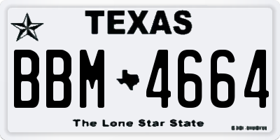 TX license plate BBM4664