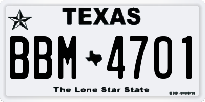 TX license plate BBM4701
