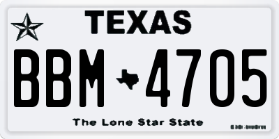 TX license plate BBM4705