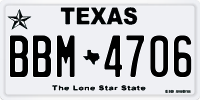 TX license plate BBM4706