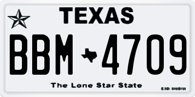 TX license plate BBM4709