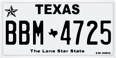 TX license plate BBM4725