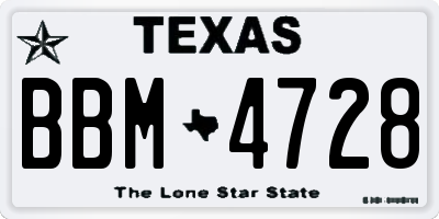 TX license plate BBM4728