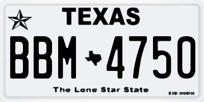 TX license plate BBM4750