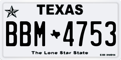 TX license plate BBM4753