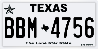 TX license plate BBM4756