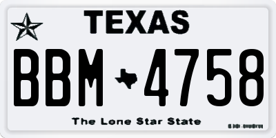 TX license plate BBM4758