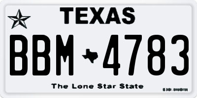 TX license plate BBM4783
