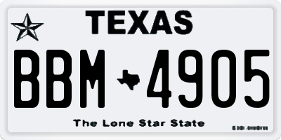 TX license plate BBM4905