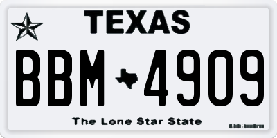 TX license plate BBM4909