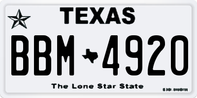 TX license plate BBM4920