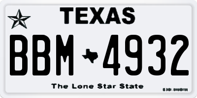 TX license plate BBM4932