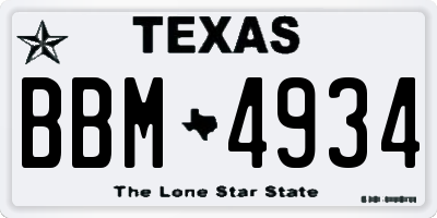 TX license plate BBM4934