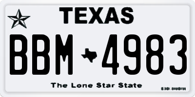 TX license plate BBM4983