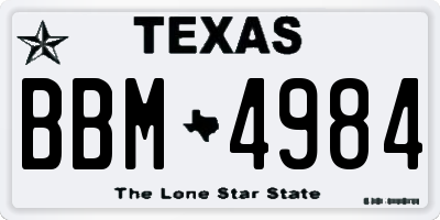 TX license plate BBM4984