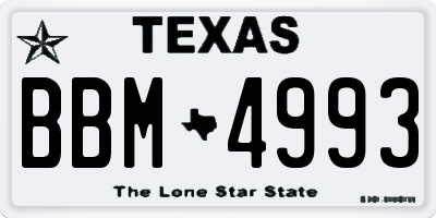 TX license plate BBM4993