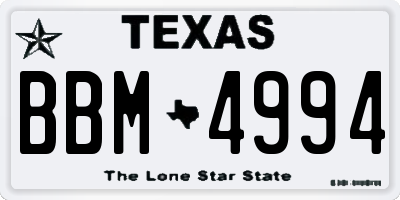 TX license plate BBM4994