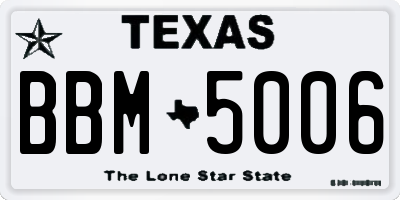TX license plate BBM5006