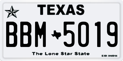 TX license plate BBM5019