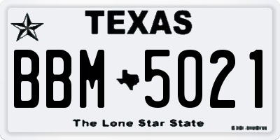 TX license plate BBM5021