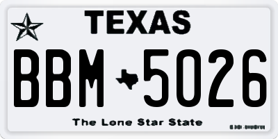 TX license plate BBM5026