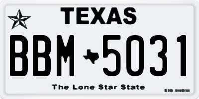 TX license plate BBM5031