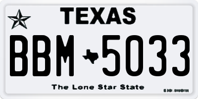 TX license plate BBM5033