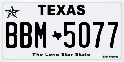 TX license plate BBM5077