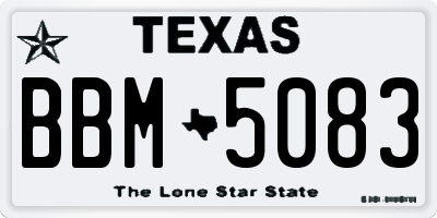 TX license plate BBM5083