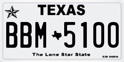 TX license plate BBM5100