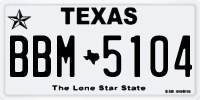 TX license plate BBM5104