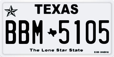 TX license plate BBM5105