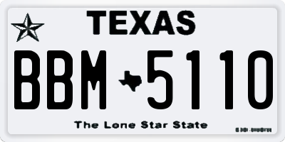TX license plate BBM5110