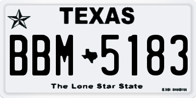 TX license plate BBM5183