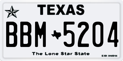 TX license plate BBM5204