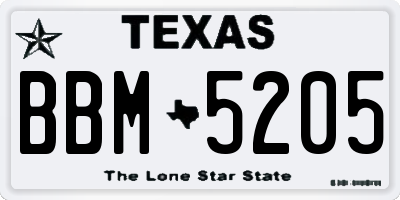 TX license plate BBM5205