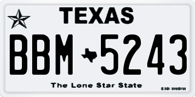 TX license plate BBM5243