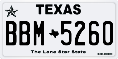 TX license plate BBM5260