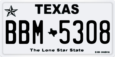 TX license plate BBM5308