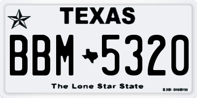 TX license plate BBM5320