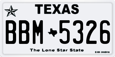 TX license plate BBM5326