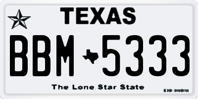 TX license plate BBM5333