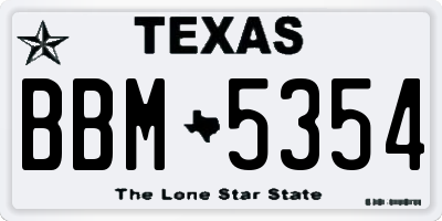 TX license plate BBM5354