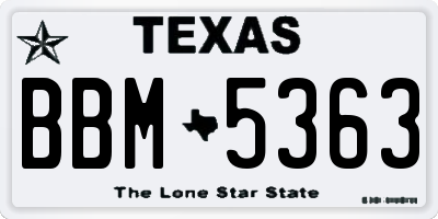 TX license plate BBM5363