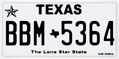 TX license plate BBM5364