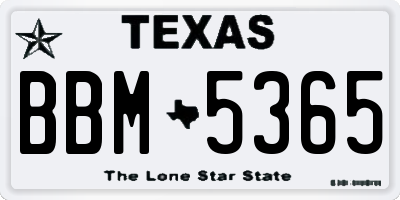 TX license plate BBM5365